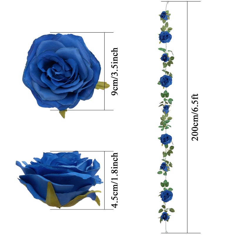 U'Artlines 5 Pack Artificial Royal Blue Rose Vines Floral Garlands Total 32.5 Ft Fake Vine Silk Flower Garland for Indoor Outdoor Home Wedding Arch Garden Wall Decoration - Image 3